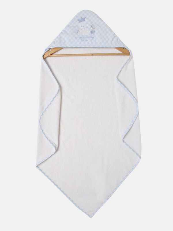 White and Blue Hooded Bath Towel image number 1